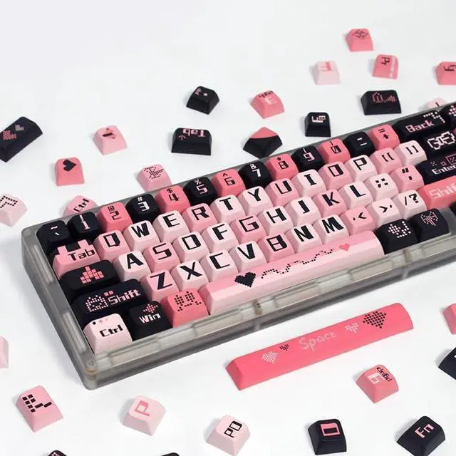 Alt view image 4 of 5 - ILYCHEEGAMI PBT XDA Valentine's Day Pink Purple keycaps Set for Girl Boys Custom Keyboard for Gateron Kailh Cherry Mx Switches ANSI Layout Mechanical Custom Keycaps Set Gift(in Love)