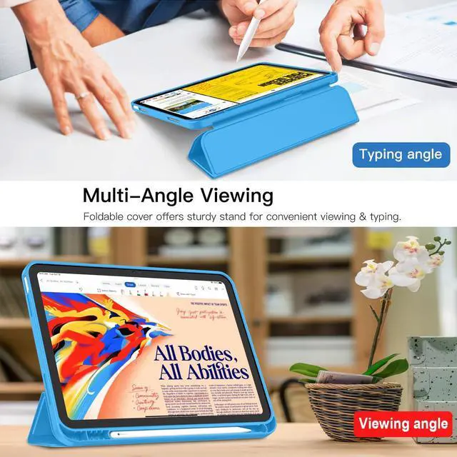 Alt view image 4 of 5 - iMieet iPad (A16) Case 11th Gen/iPad 10th Generation Case [11-Inch 2025/10.9 Inch 2022] with Pencil Holder, Trifold Stand Smart Cover with Soft TPU Back,Auto Wake/Sleep(Ocean Blue)