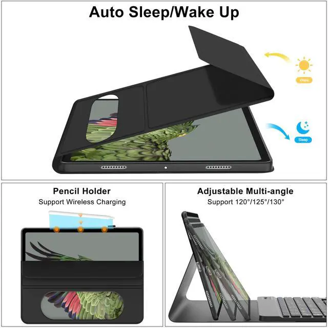 Alt view image 3 of 5 - Google Pixel Tablet Keyboard Case 11 inch 2024/2023, Magnetic Detachable Wireless Bluetooth Keyboard, Slim Folio Smart Cover with Pencil Holder, Pixel Tablet Case, Support Charging Speaker Dock Black
