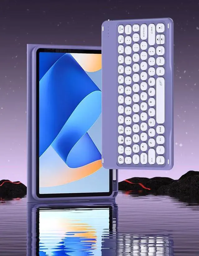 Alt view image 2 of 5 - AnMengXinLing Keyboard Case for iPad 11 inch 2025(A16)/iPad 10th Generation 2022 with Pencil Holder, Cute Candy Color Round Key Detachable Keyboard for Women Girly, Blue