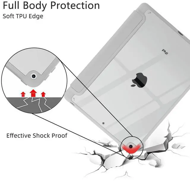Alt view image 5 of 5 - JOYLAND Cute Happy Panda Pattern Case for iPad mini 7th(A17 Pro) 2024 / Mini 6th Generation 8.3" 2021,Clear Transparent Acrylic Hard Back Grey White Case with Pencil Holder Trifold Stand Tablet Cover