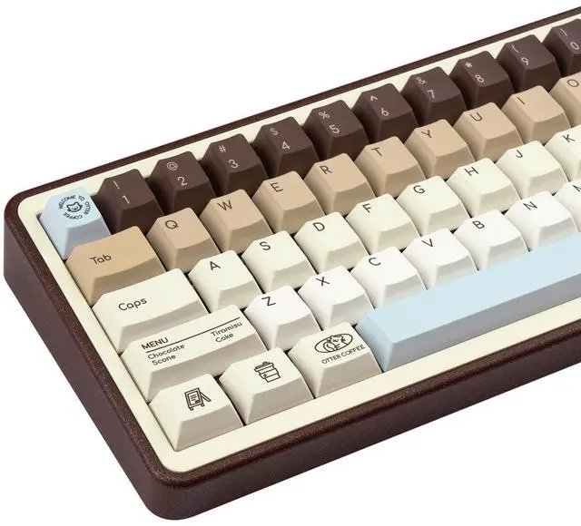 Main image of JOLINTAL 130 Keys Otter Coffee Theme Keycaps, Customized PBT Keycaps 1.7MM Thickness, Dye Sublimation Cherry Profile Keycap Set Fit for 61/64/87/104/108 Cherry Gateron MX Switches Mechanical Keyboard