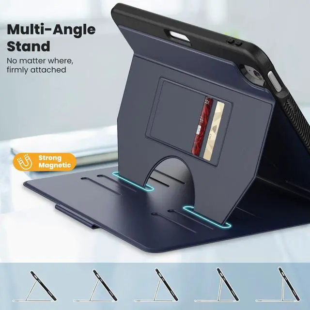 Alt view image 3 of 5 - KAIJIAbox Case for iPad Air 11 (M3 2025 / M2 2024), Full Protective Auto Sleep/Wake Strong Magnetic Cover with 5 Standing Angles, Pencil Holder for iPad Air 6th/7th Generation, Blue