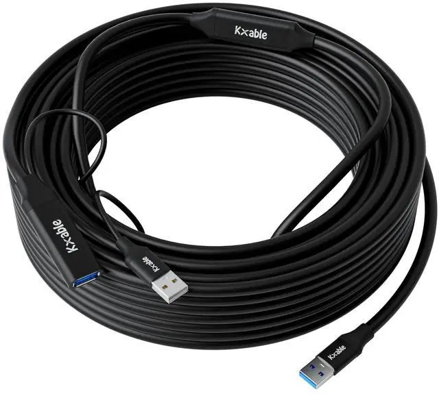 Main image of USB 3.0 Active Extension Cable 30 Feet, Type A Male to Female Extender Cord, USB Repeater Cable with 2 Signal Boosters & USB Power Supply, for Laptop, Hard Drive, Printer, Webcam, Xbox, VR, PS4