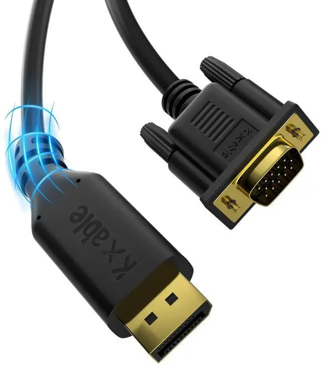 Alt view image 2 of 5 - Kxable 35 FT DisplayPort to VGA Cable, DP to VGA Adapter, 1080P@60Hz, Black, 1 Count, for PC, Desktop, Laptop, HDTV, Projector, Monitor