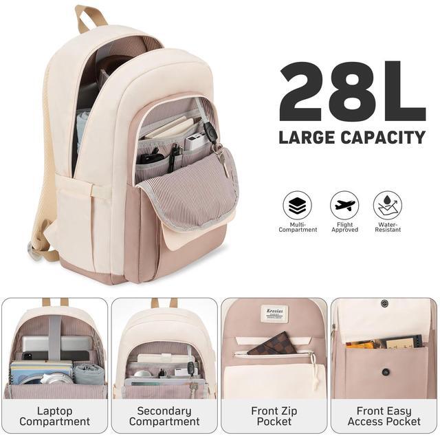 Alt view image 2 of 5 - KROSIAS School Backpack for Teen Girls, 15.6 Inch Laptop College Backpacks Work Bag Kids Elementary Middle High Campus Bookbag, Cute Students Back Pack Large Travel Daypack for Women
