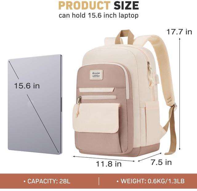 Alt view image 3 of 5 - KROSIAS School Backpack for Teen Girls, 15.6 Inch Laptop College Backpacks Work Bag Kids Elementary Middle High Campus Bookbag, Cute Students Back Pack Large Travel Daypack for Women