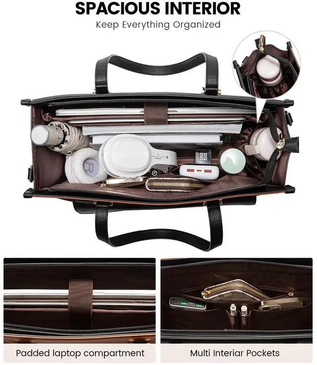 Alt view image 2 of 5 - LOVEVOOK Laptop Bag for Women, 15.6'' Laptop Tote Purse 2-in-1 Professional Work Bag Business Briefcase with Clutch Purse, Waterproof Leather Computer Handbag for Teacher Office Travel