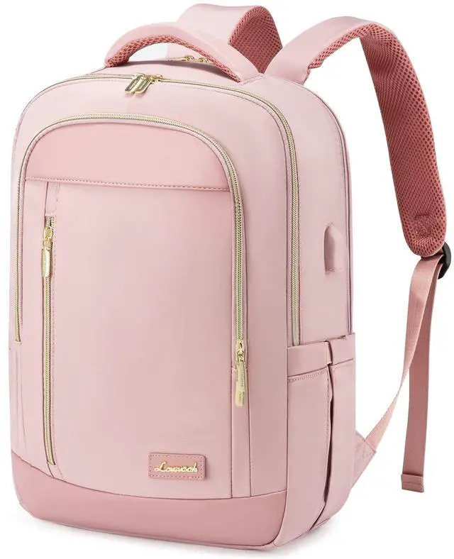 Main image of LOVEVOOK Laptop Backpack for Women, Business Travel Backpacks Purse, Daily Computer Bag for Work, Stylish Teacher Office Daypack, 15.6 inch, Pink