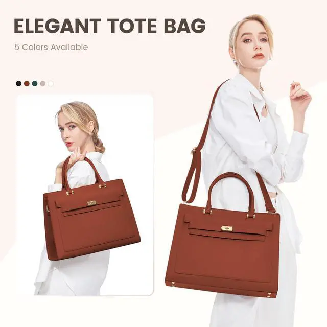Alt view image 2 of 5 - LOVEVOOK Laptop Bag for Women, 15.6 inch Laptop Tote Work Bag Purse, Fashion Leather Computer Briefcase Business Handbag Shoulder Bag Kelly Bag