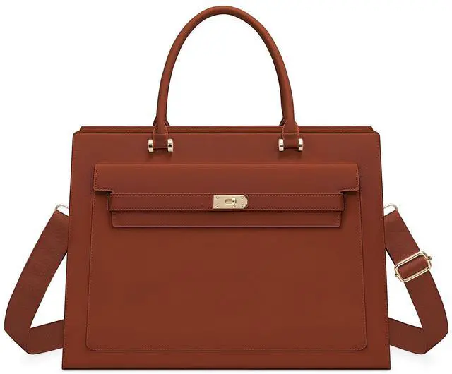 Main image of LOVEVOOK Laptop Bag for Women, 15.6 inch Laptop Tote Work Bag Purse, Fashion Leather Computer Briefcase Business Handbag Shoulder Bag Kelly Bag