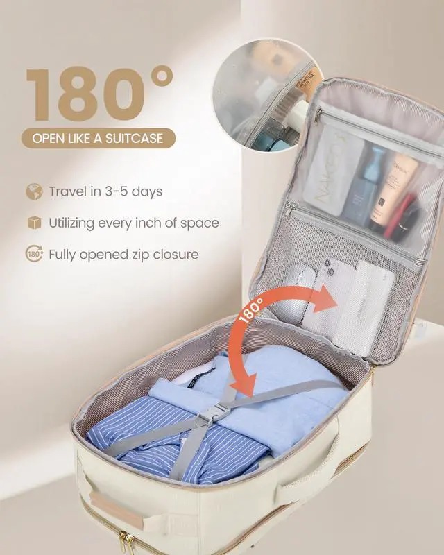 Alt view image 2 of 5 - LOVEVOOK 40L Travel Backpack for Women Men,Waterproof Airline Approved Carry On Luggage Travel Essentials,TSA Carry On Backpack Personal Item Travel Bag Suitcase Weekender Traveling with Packing Cubes