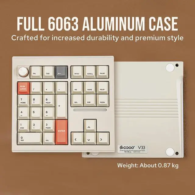 Alt view image 5 of 5 - MechLands CIDOO V33 Aluminum Wireless Numpad, VIA Gasket Number Pad, Keypad with Navigation, Arrow Keys, Knob, BT5.0/2.4GHz/USB-C Wired Connections for Windows/Mac OS/Linux