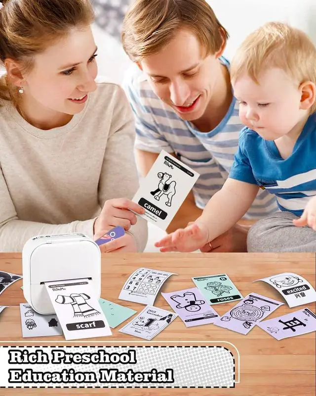 Alt view image 5 of 5 - Memoking T02 Portable Small Printer with 3 Rolls Paper, Sticker Printer Machine for Study, Notes, Pictures, Photos, Journals, DIY and White Sticky Paper