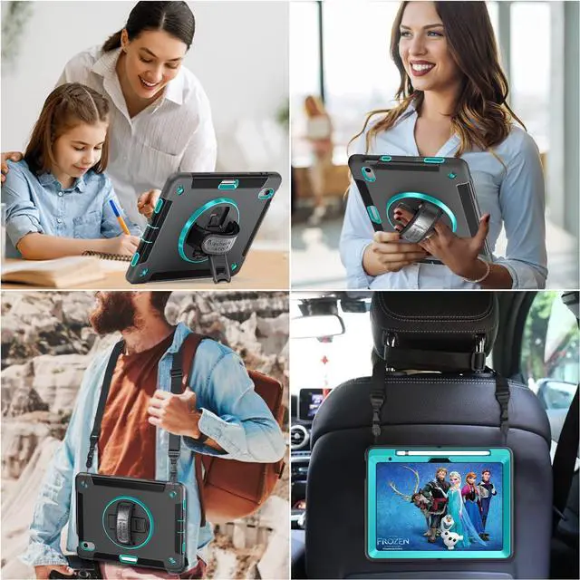 Alt view image 4 of 5 - Case for iPad 10th Generation 2022:Miesherk Stock Military Grade Shockproof Rugged Case for iPad 10th Gen 10.9'' W/Screen Protector,Rotate Stand,Handle,Shoulder Strap,Pen Holder (Green)