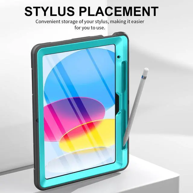 Alt view image 5 of 5 - Case for iPad 10th Generation 2022:Miesherk Stock Military Grade Shockproof Rugged Case for iPad 10th Gen 10.9'' W/Screen Protector,Rotate Stand,Handle,Shoulder Strap,Pen Holder (Green)