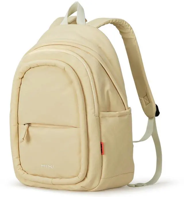 Main image of mixi Sweet Design Women Backpack Cute Book Bag with Shockproof 15.6" Laptop Pocket Casual Daily Light Weight, Creamy Yellow