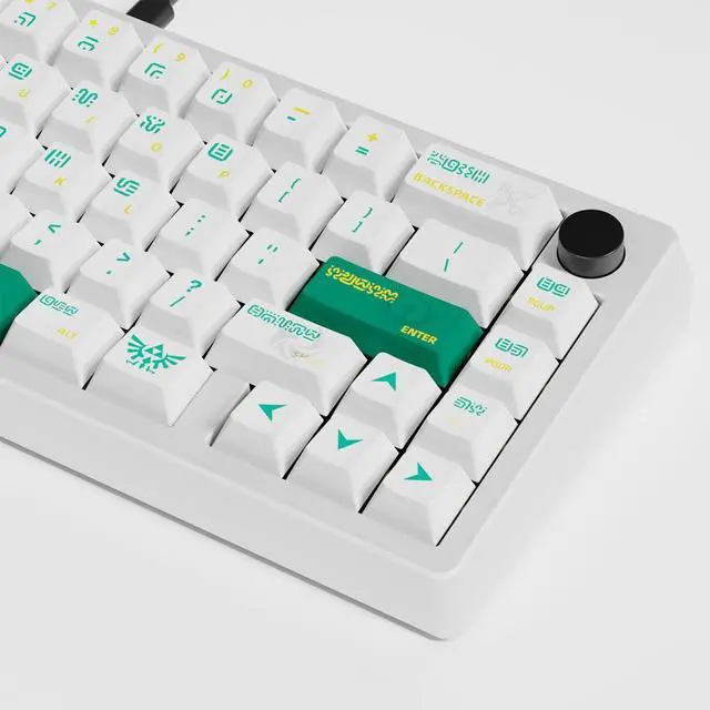 Alt view image 2 of 5 - Pusakoa Zelda Themed Kashi Guwen Green Keycap Cherry Profile 127 Keys PBT PBT Dye Sub Custom Keyboard Keycaps Set for 60% 65% 75% 95% Cherry Mx Switches Mechanical Keyboard