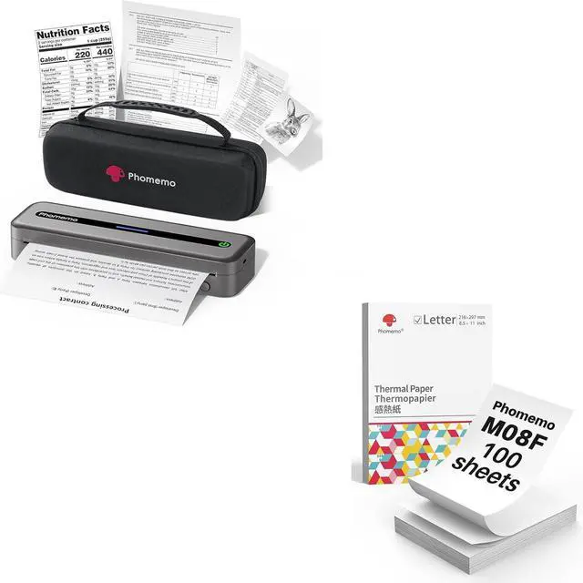 Main image of Phomemo [Upgrade M832 Inkless Printer & 100 Sheets Folding 8.5" x 11" Thermal Paper & Case, Bluetooth Portable Printers Wireless for Travel