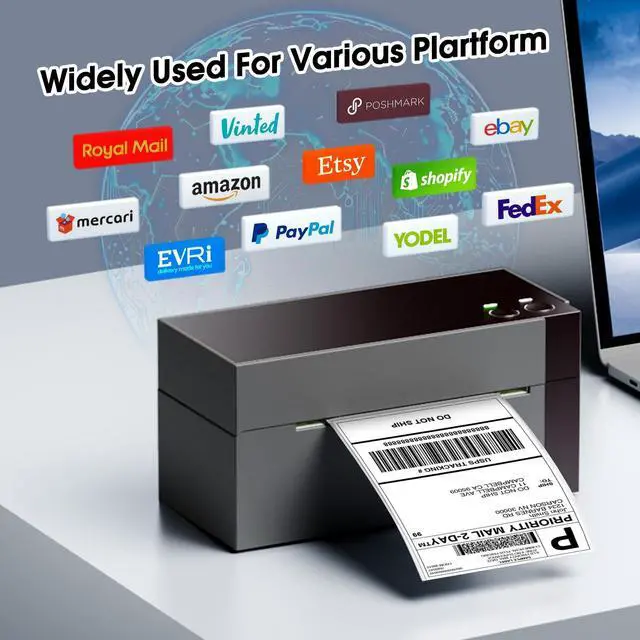 Alt view image 3 of 5 - Phomemo 344WF (Upgraded) Wi-Fi Shipping Label Printer with 750pcs 2x2Thermal Labels Colored
