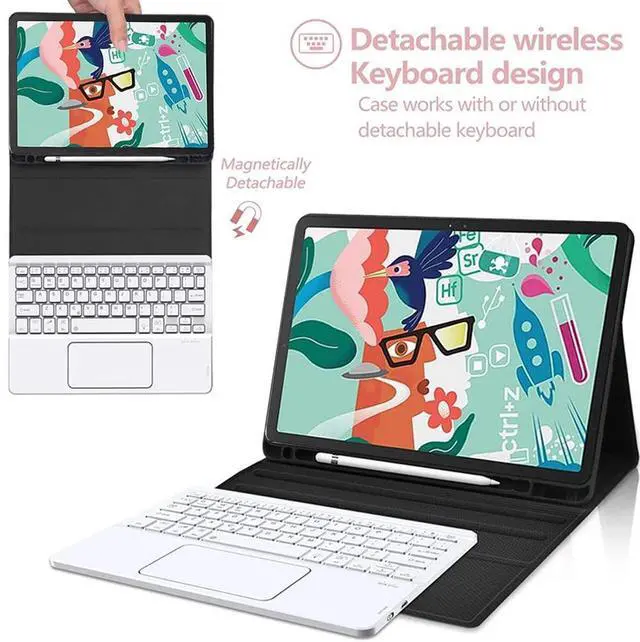 Alt view image 3 of 5 - QYiiD TouchPad Keyboard Case for Galaxy Tab S6 10.5" 2019 (Model SM-T860/T865/T867), [Supports S Pen Charging] Magnetically Detachable Wireless Bluetooth Keyboard with PU Leather Stand Cover, RoseGold
