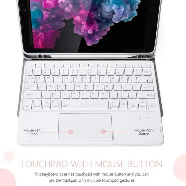 Alt view image 4 of 5 - QYiiD TouchPad Keyboard Case for Galaxy Tab S6 10.5" 2019 (Model SM-T860/T865/T867), [Supports S Pen Charging] Magnetically Detachable Wireless Bluetooth Keyboard with PU Leather Stand Cover, RoseGold