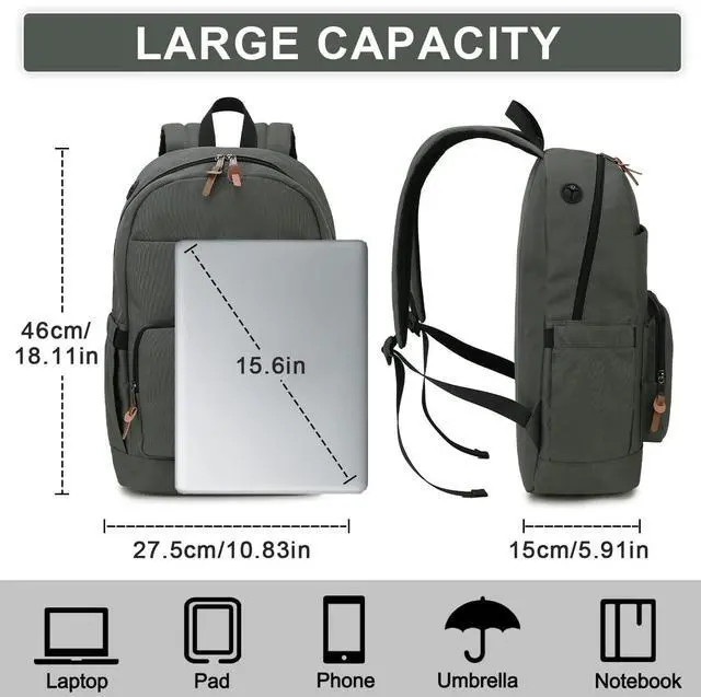 Alt view image 2 of 5 - RAVUO Laptop Backpack, Water Resistant School Backpack Mens Casual Daypack Bookbag for Travel College Grey