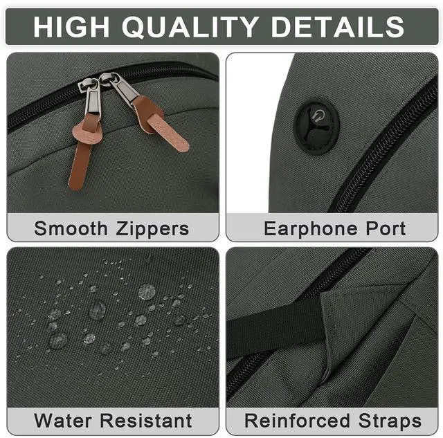 Alt view image 3 of 5 - RAVUO Laptop Backpack, Water Resistant School Backpack Mens Casual Daypack Bookbag for Travel College Grey