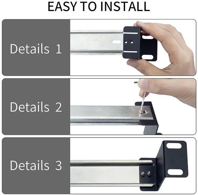 Alt view image 5 of 5 - 1U 19inch Rack Mount Din Rail Chassis, 19" Rackmount Aluminum Alloy Bracket for 35mm Din-Rail Mounted Device Installed in 19" Rack or Cabinet, Din Rail Mount Ethernet Switch Shelf Kit