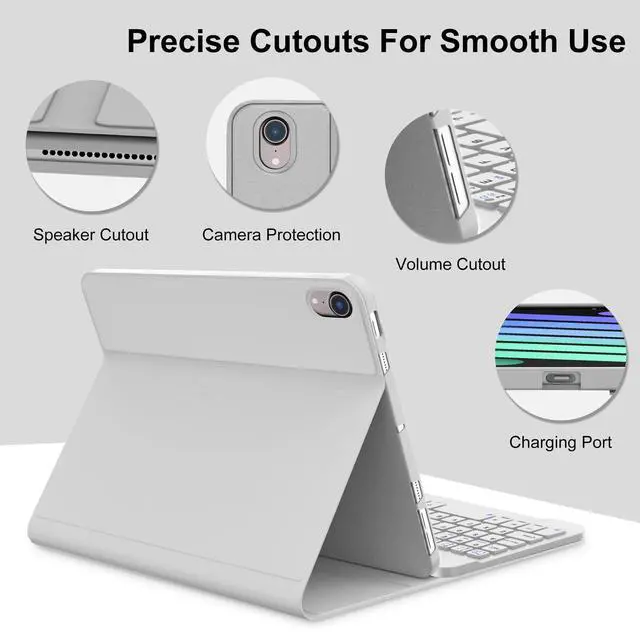 Alt view image 4 of 5 - iPad mini 7th (A17 Pro, 2024) Keyboard Case for iPad mini 6th Gen2021-8.3in Wireless Keypad for A17 8.3'' Case with Pen Slot, Smart Cover for Apple Mini-7/6 Gen Detachable Keyboard, Grey