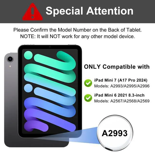 Alt view image 2 of 5 - iPad mini 7th (A17 Pro, 2024) Keyboard Case for iPad mini 6th Gen2021-8.3in Wireless Keypad for A17 8.3'' Case with Pen Slot, Smart Cover for Apple Mini-7/6 Gen Detachable Keyboard, Grey