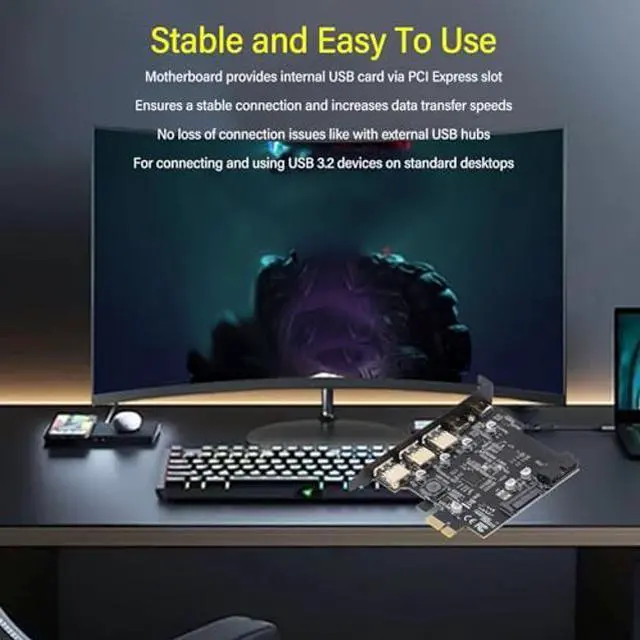 Alt view image 3 of 5 - PCIe to USB 3.2 Gen 1 Card with 5Gbps 3 USB Type A and 2 USB Type C PCI Express Expansion Card USB Card Adapter for for Linux, OS X Desktop PC