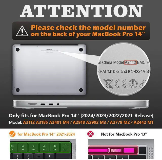 Alt view image 2 of 5 - SEYMAC stock Case for MacBook Pro 14 inch 2024-2021 A3112 A3185 A3401 A2918 2992 2779 M4-M1, Shock-Absorbing Protection Case with Magnetically-Folio Stand &Mouse Pad/Bag (Leather-Like Color Gray)
