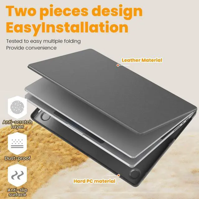 Alt view image 4 of 5 - SEYMAC stock Case for MacBook Pro 14 inch 2024-2021 A3112 A3185 A3401 A2918 2992 2779 M4-M1, Shock-Absorbing Protection Case with Magnetically-Folio Stand &Mouse Pad/Bag (Leather-Like Color Gray)