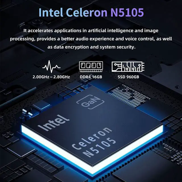 Alt view image 5 of 5 - ZWYING 4 in 1 Laptop[(Win 11 Pro/2019 Office)]  14 inches Full HD Touch Screen Laptop High-Speed Celeron N5105 DDR4 16GB 960GB SSD Studio Laptop Color Backlight Keyboard/Type-C