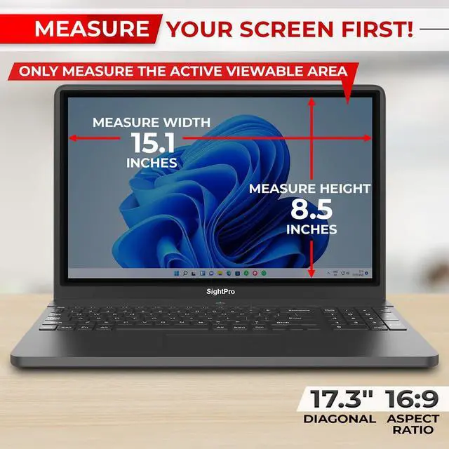 Alt view image 2 of 5 - SightPro 17.3 Inch 16:9 Laptop Privacy Screen Filter - Computer Monitor Privacy Shield and Anti-Glare Protector