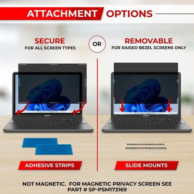 Alt view image 4 of 5 - SightPro 17.3 Inch 16:9 Laptop Privacy Screen Filter - Computer Monitor Privacy Shield and Anti-Glare Protector