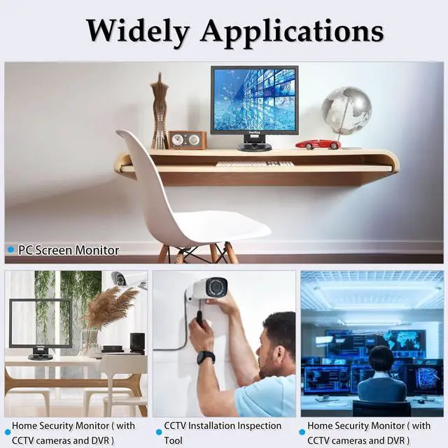 Alt view image 2 of 5 - Suprlipy 14 Inch TFT LCD Security CCTV Monitor 1024x768 4:3 Resolution Color Display Screen with HDMI/VGA/BNC/AV Earphone Input Built-in Dual Speakers for Surveillance Camera DVR PC
