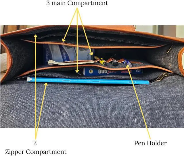 Alt view image 5 of 5 - Brown Leather Messenger Bag for Men & Women Stylish Laptop Bag, Shoulder Crossbody Briefcase with Adjustable Strap (3 sizes) (13 INCH (10 Hx 13 L x 4.5 W inches))