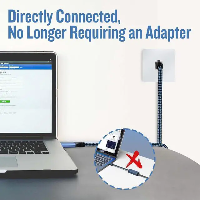 Alt view image 3 of 5 - Tainston USB C to Ethernet Cable, 100Ft Type C to RJ45 Cable,USB C to Gigabit Ethernet Cable Compatible Thunderbolt 3/4,Directly Connected to Smartphone, Laptop, PC, Switch, Router, Modem and More