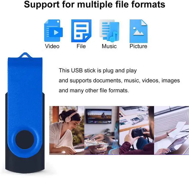 Alt view image 2 of 5 - Bulk USB Flash Drive 2GB 20 Pack TATMOHIK USB Thumb Drive Pack 2.0 Swivel USB Drive Pack Memory Sticks Jump Drive Pen Drive, Muticolor, 2 GB 20 Pieces