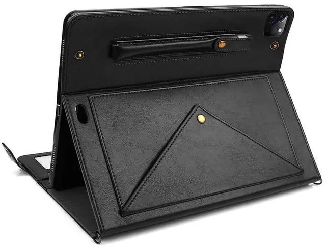 Alt view image 3 of 5 - Handbag Case for iPad Pro 11-inch M4 2024 5th Gen - Techcircle Folio Stand iPad Crossbody Wallet Case with Pencil Holder, Hand Strap+Shoulder Strap Protective Cover, Black