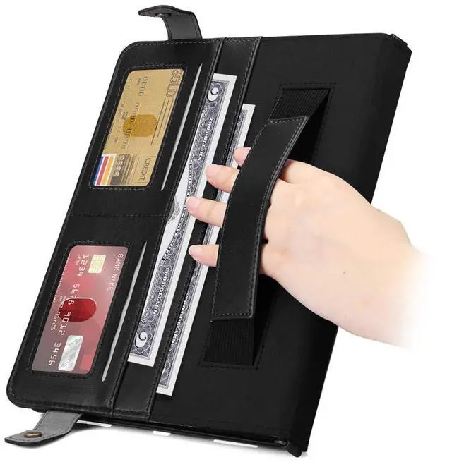 Alt view image 5 of 5 - Handbag Case for iPad Pro 11-inch M4 2024 5th Gen - Techcircle Folio Stand iPad Crossbody Wallet Case with Pencil Holder, Hand Strap+Shoulder Strap Protective Cover, Black