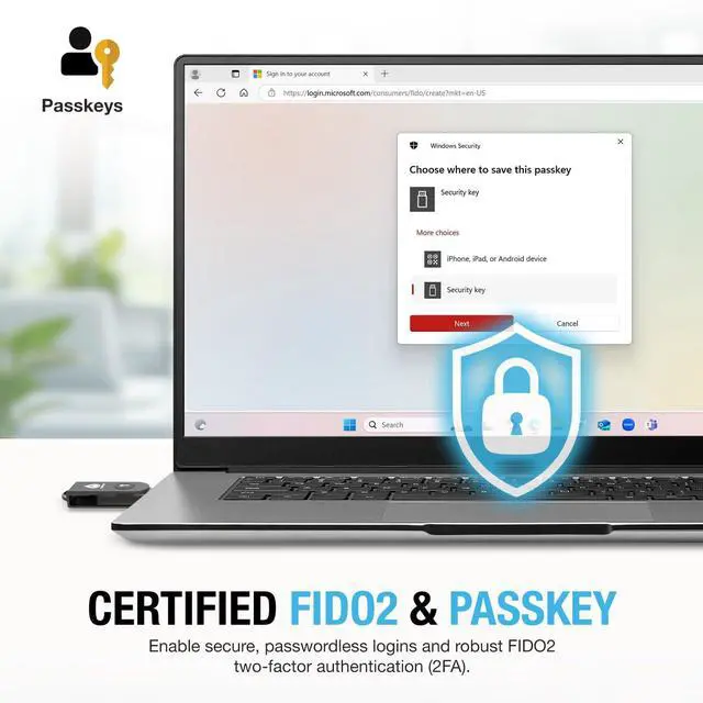 Alt view image 2 of 5 - Thetis Pro-A FIDO2 Security Key Passkey Device with USB A & NFC, TOTP/HOTP Authenticator APP, FIDO 2.0 Two Factor Authentication 2FA MFA, Works with Windows/macOS/Linux/Gmail/Facebook/Dropbox/GitHub