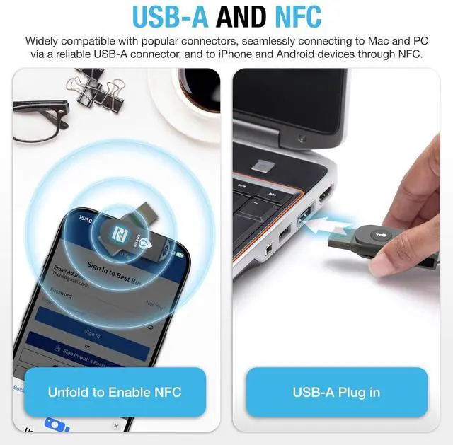Alt view image 5 of 5 - Thetis Pro-A FIDO2 Security Key Passkey Device with USB A & NFC, TOTP/HOTP Authenticator APP, FIDO 2.0 Two Factor Authentication 2FA MFA, Works with Windows/macOS/Linux/Gmail/Facebook/Dropbox/GitHub