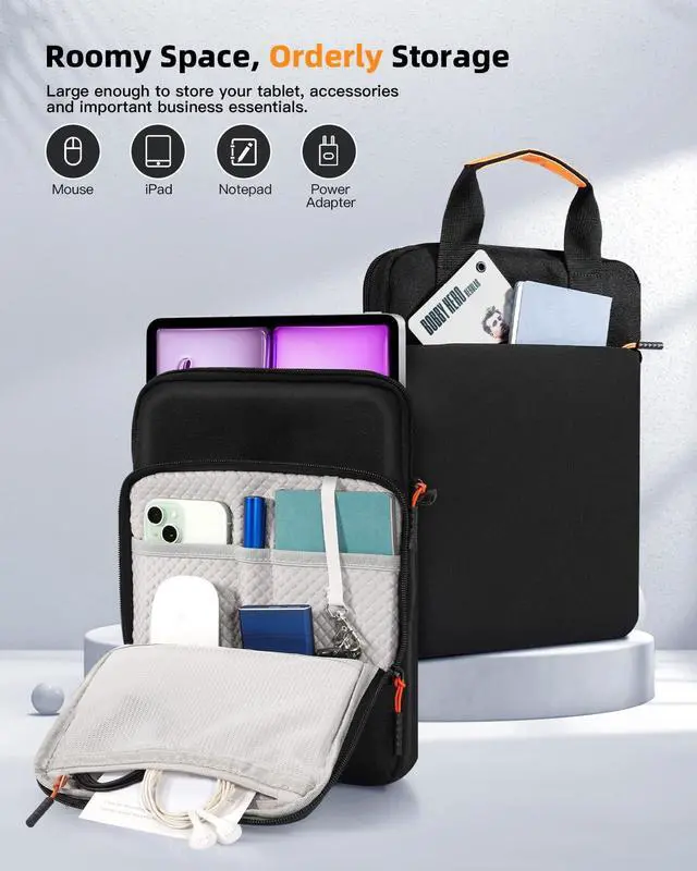 Alt view image 3 of 5 - TiMOVO 13 Inch Tablet Handbag with Shoulder Strap for iPad Air 13", iPad Pro 13", iPad Pro 12.9", Galaxy Tab S9+/S9 Plus/S10+/S10 Plus/S9 FE+/S9 FE Plus 12.4", Remarkable Paper Pro 11.8", Black