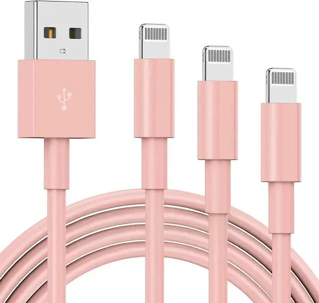 Main image of 3 Pack Apple MFi Certified Charger Cable 6ft, Lightning to USB Cable Cord 6 Foot, 2.4A Fast Charging,Apple Phone Long Chargers for iPhone 13/12/11/11Pro/11Max/ X/XS/XR/XS Max/8/7/6 Pink