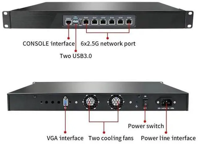 Alt view image 3 of 5 - Firewall Hardware, OPNsense, VPN, Firewall Appliance, Router PC, Intel J4125, AES-NI, 6 x 2.5GbE I226-V, Console, VGA, 8GB RAM, 128GB Storage, NO System