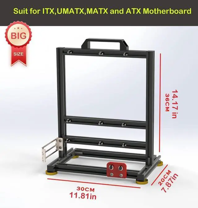 Alt view image 2 of 5 - PC Test Bench Open Air Computer Case ATX Motherboard Chassis Aluminum Bracket DIY Bare Frame ATX Support 120 240 360 Liquid Cooling