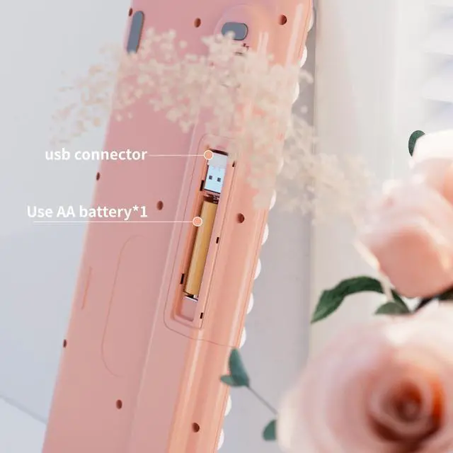 Alt view image 5 of 5 - UBOTIE Colorful Bluetooth 100Keys Keyboards, Wireless Compact Rainbow Gradual Colors Retro Typewriter Flexible Keyboard for Tablet, Cellphones, PC(Peach Gradient)